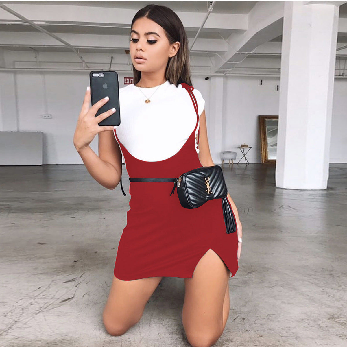 Irregular split skirt