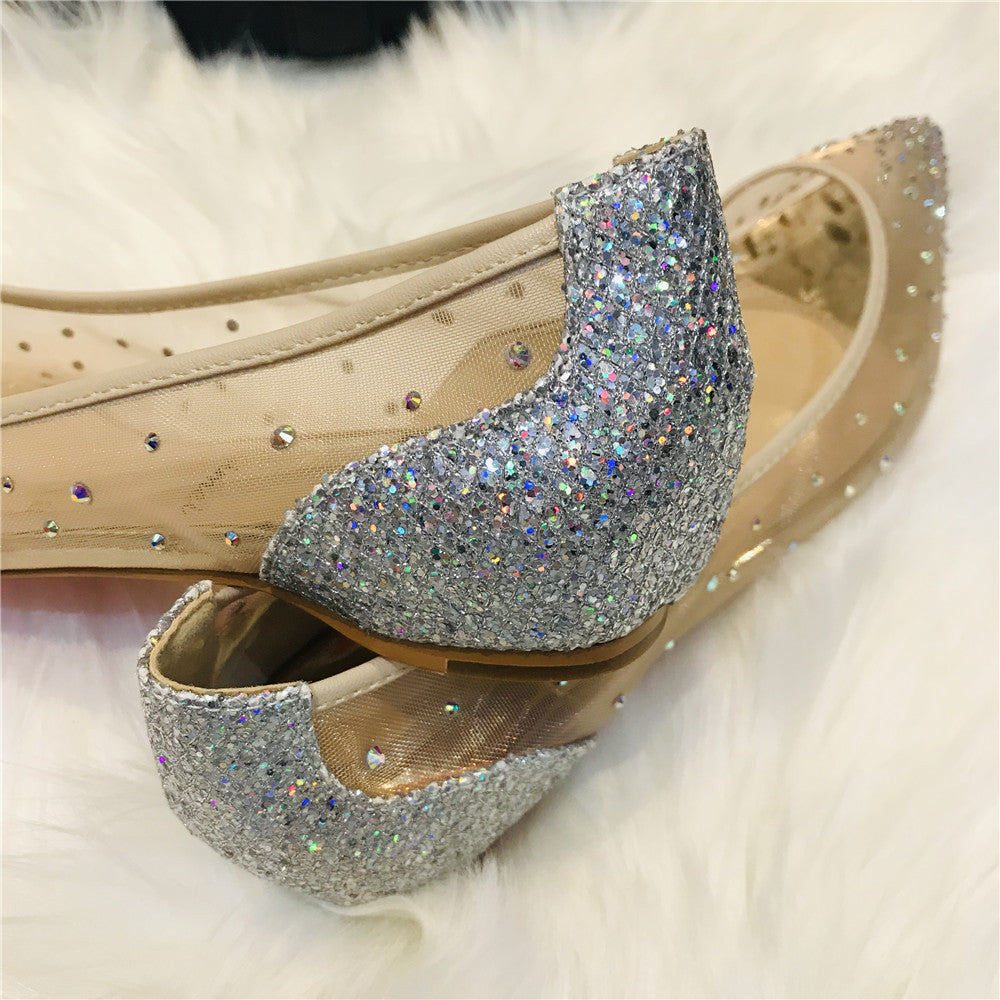 Transparent Rhinestone Pointed Heels