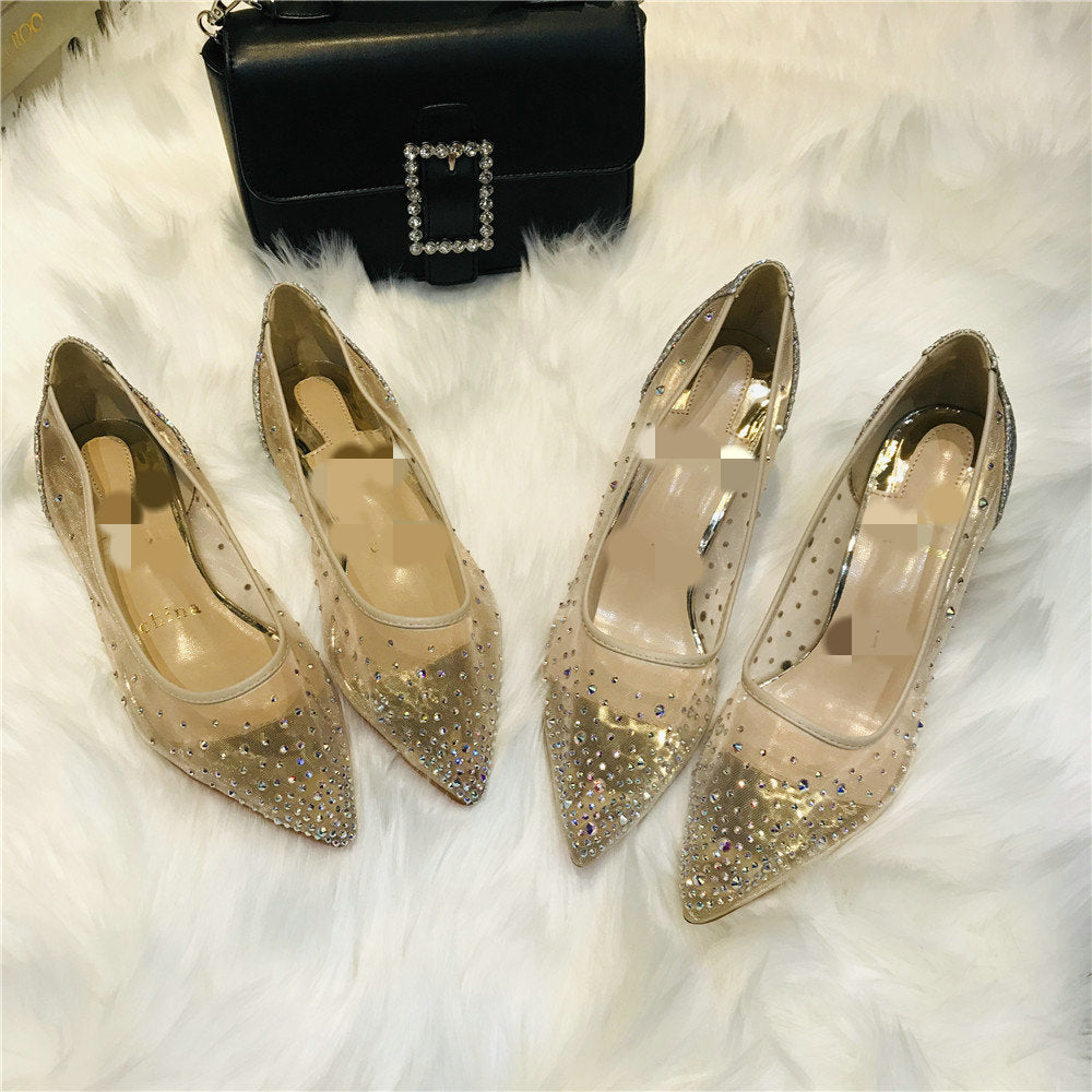 Transparent Rhinestone Pointed Heels