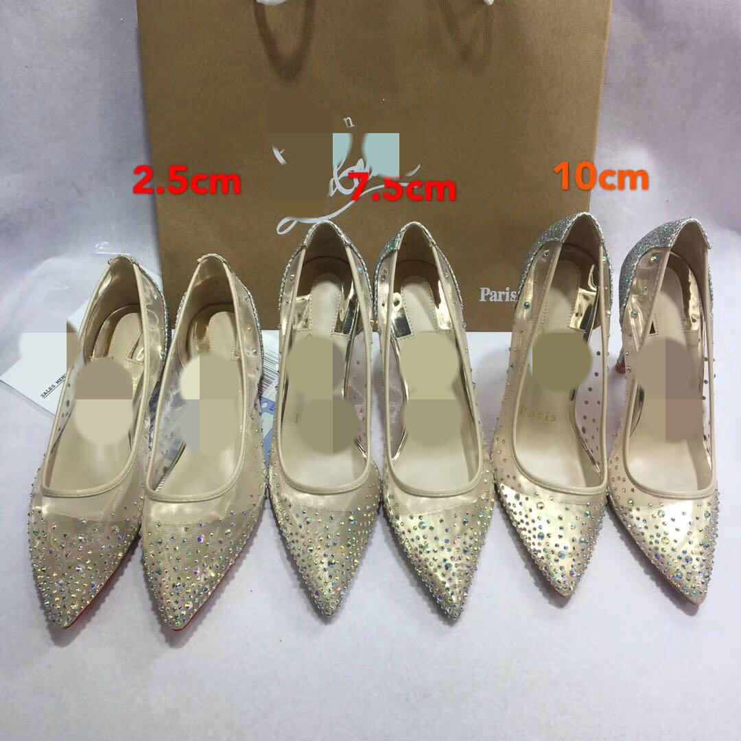Transparent Rhinestone Pointed Heels