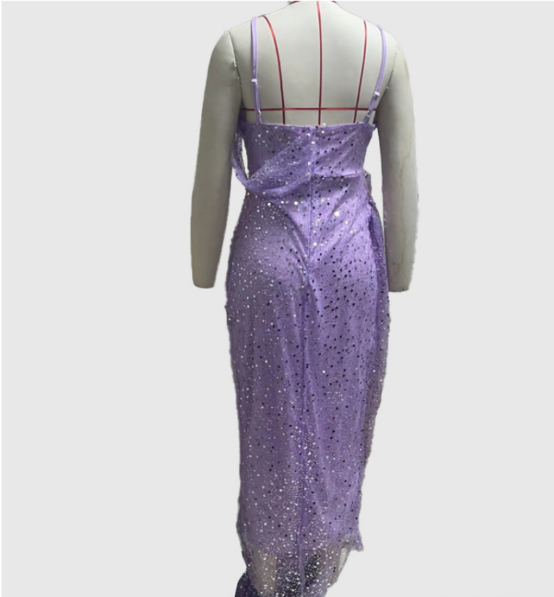Irregular Spaghetti-strap Split Dress