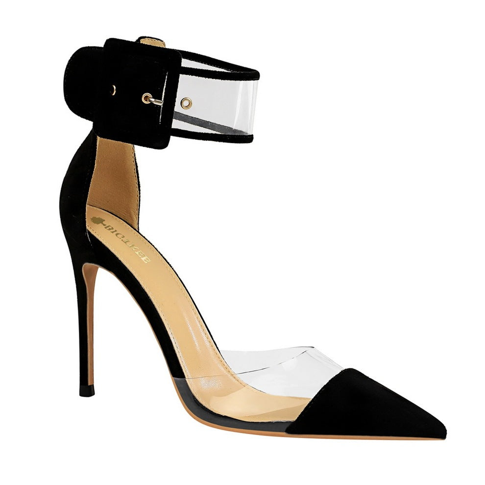 Transparent Color Buckle High Heels