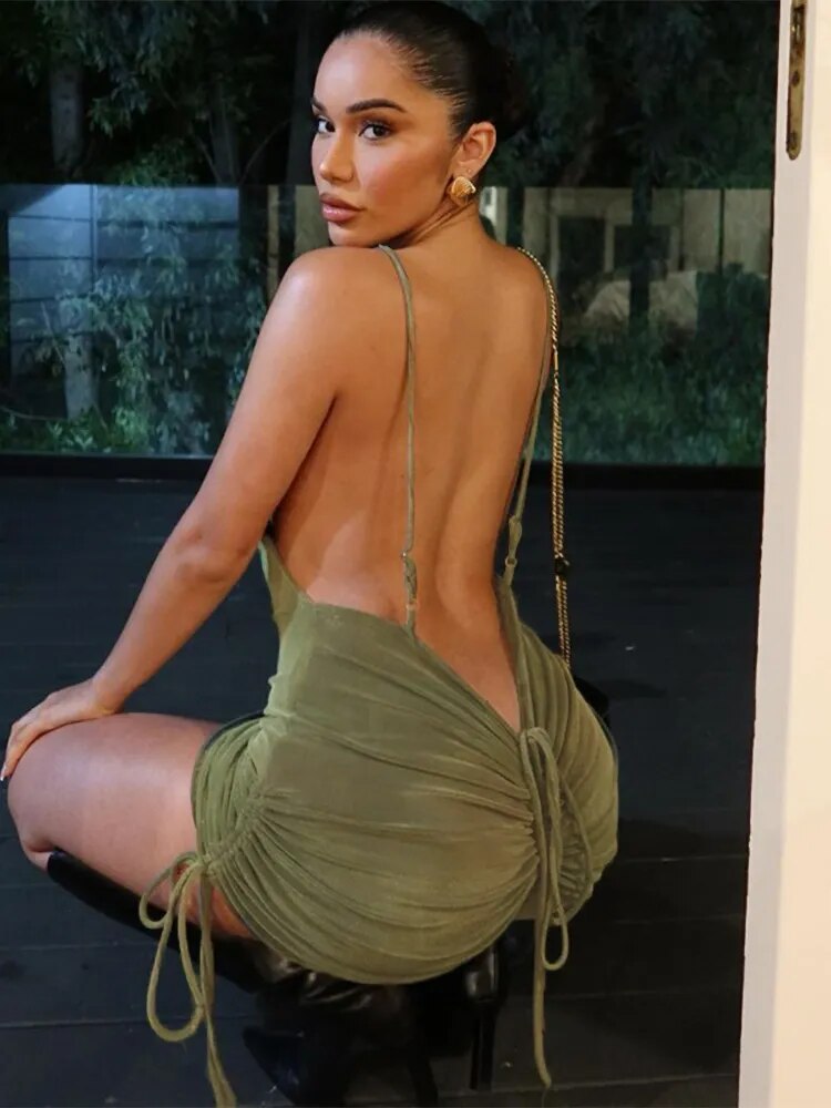 Low Cut Exposed Backless Coquette Dress