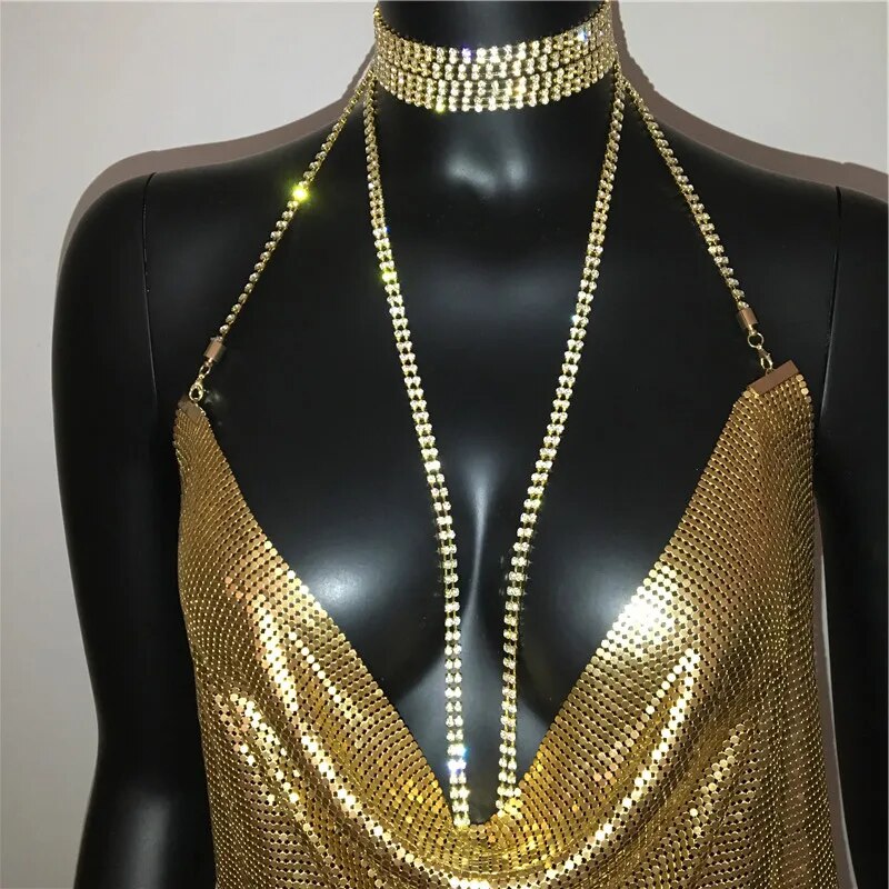 Low Cut Sequined Mini Dress