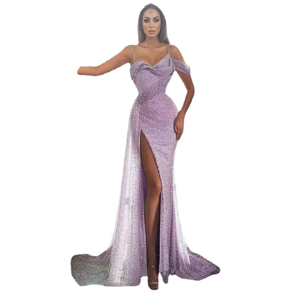 Irregular Spaghetti-strap Split Dress