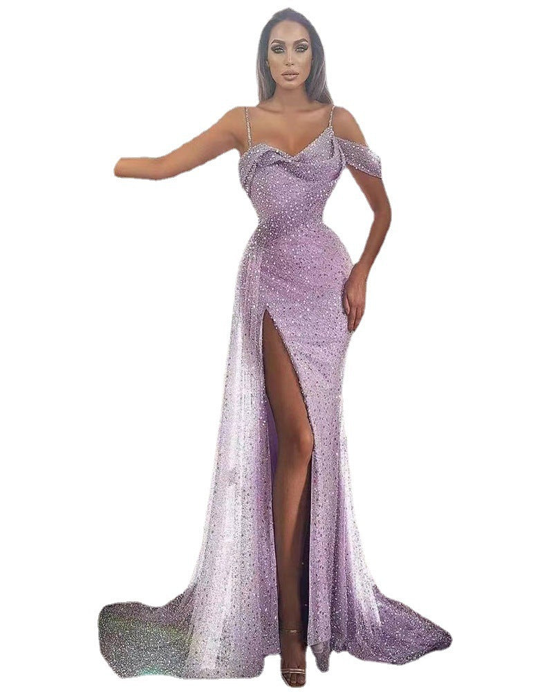 Irregular Spaghetti-strap Split Dress