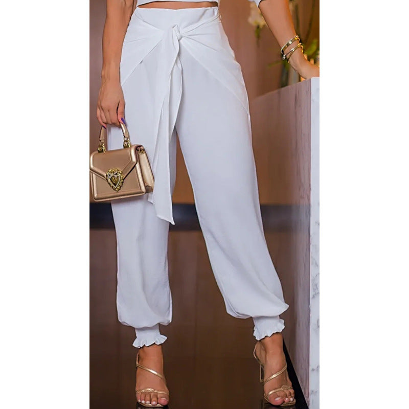 One-Sleeve Cropped Top Bloomers Two Piece Set