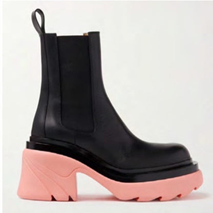 Color Bottom Tube Cowhide Martin Boots