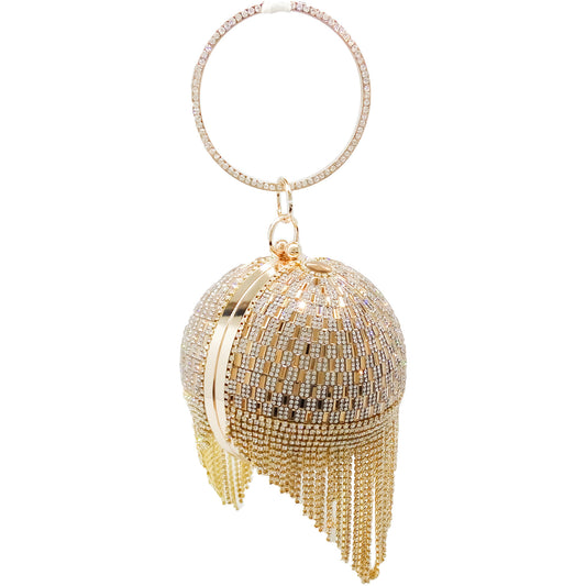Round tassel bag with diamonds tote