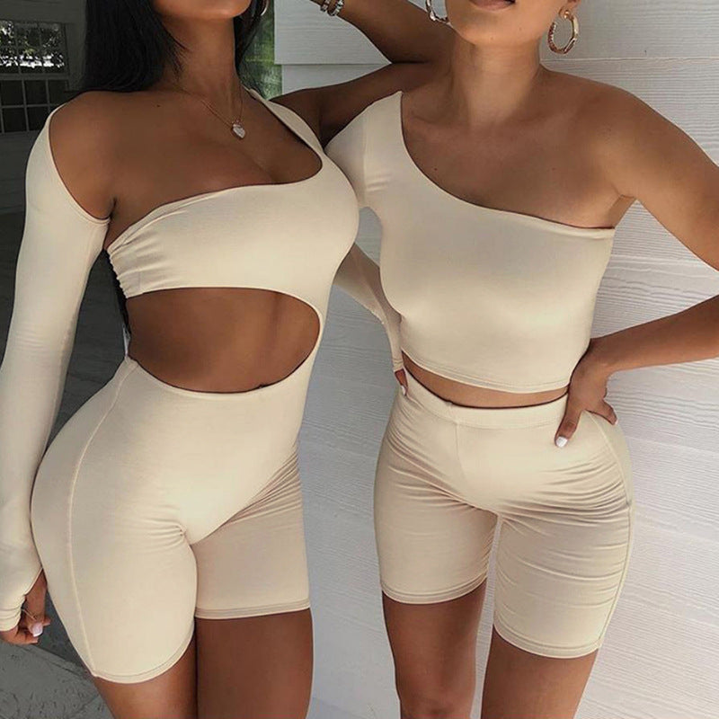 Off-Shoulder One-Shoulder 2-piece Set