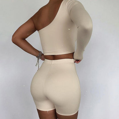 Off-Shoulder One-Shoulder 2-piece Set