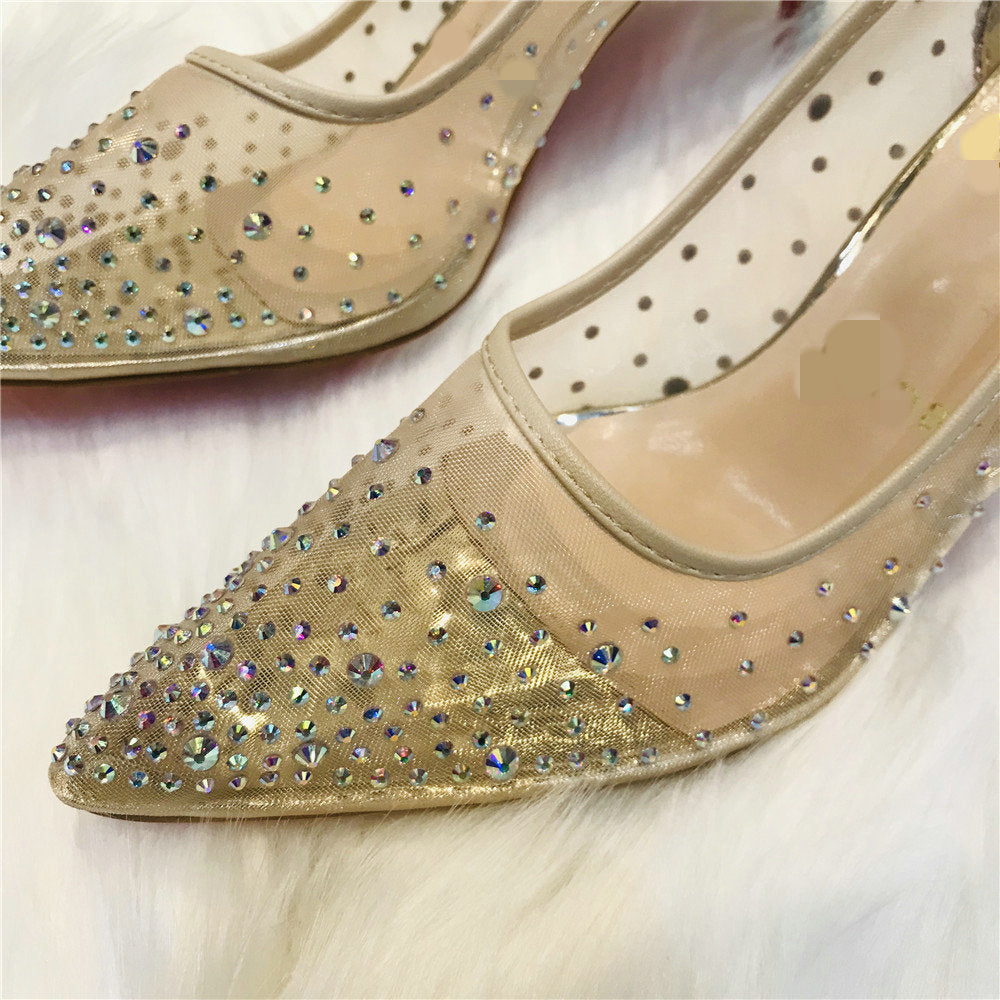 Transparent Rhinestone Pointed Heels