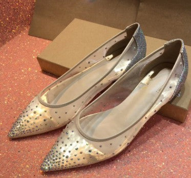 Transparent Rhinestone Pointed Heels