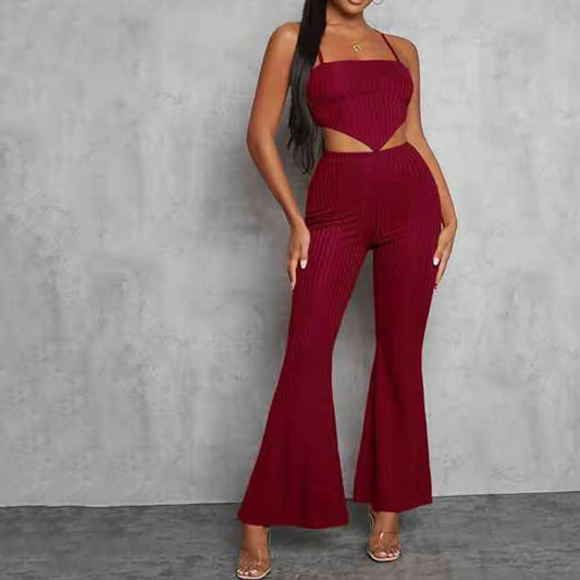 European And American Tube Top Suspenders Temperament Commuter Casual Backless Two-piece Set