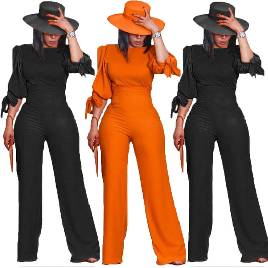 Two-piece set with belt and high waist