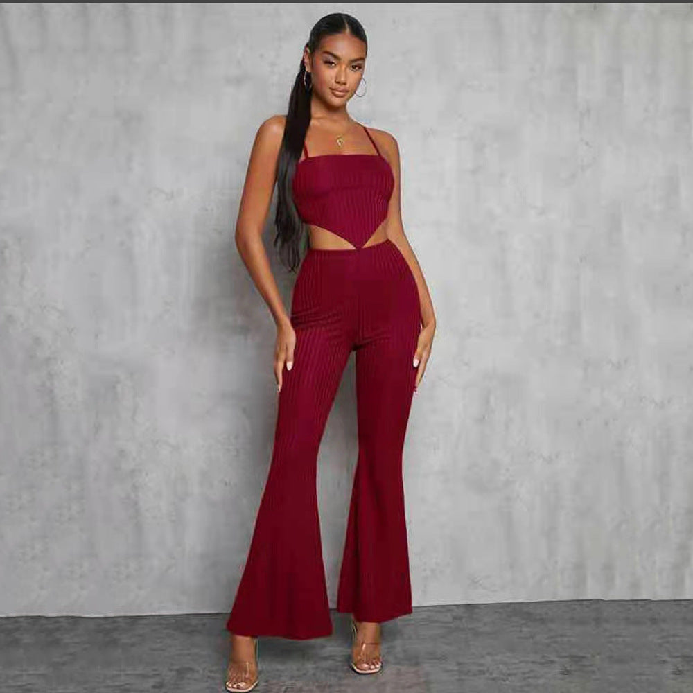 European And American Tube Top Suspenders Temperament Commuter Casual Backless Two-piece Set