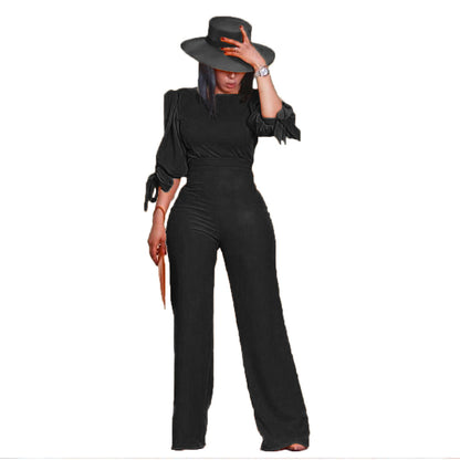 Two-piece set with belt and high waist