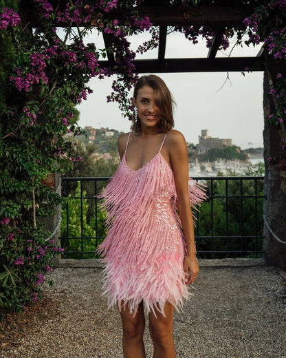 Fringed Sequined Feather Dress