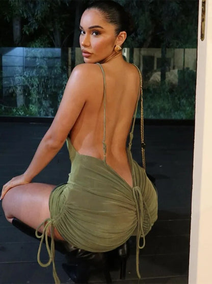 Low Cut Exposed Backless Coquette Dress