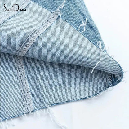 Zipper Denim Tube Top Mini Dress