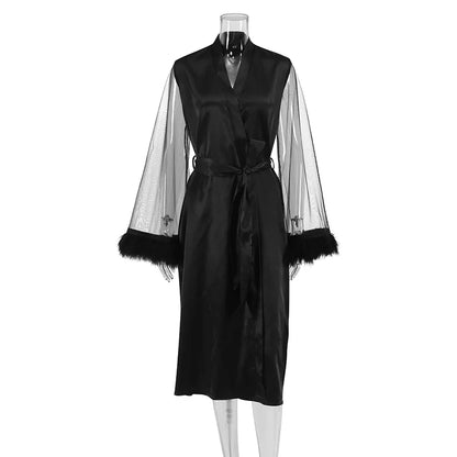 Feather Satin Gown Robe