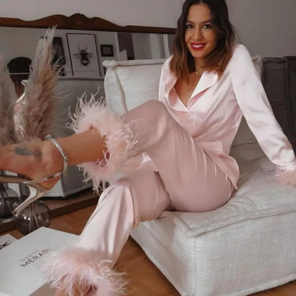 Top Feather Pajamas 2 Piece Set