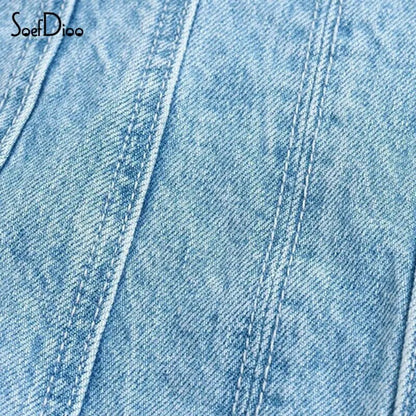 Zipper Denim Tube Top Mini Dress