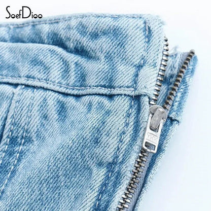Zipper Denim Tube Top Mini Dress