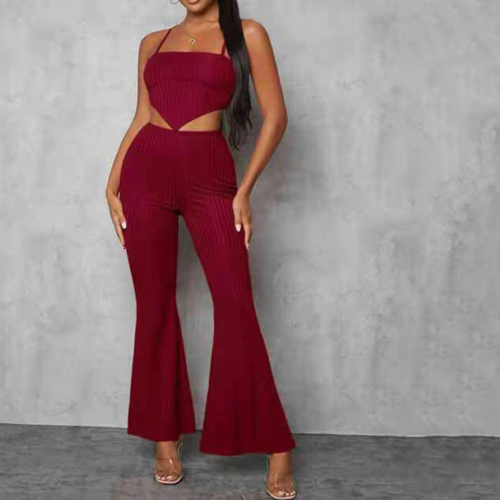 European And American Tube Top Suspenders Temperament Commuter Casual Backless Two-piece Set