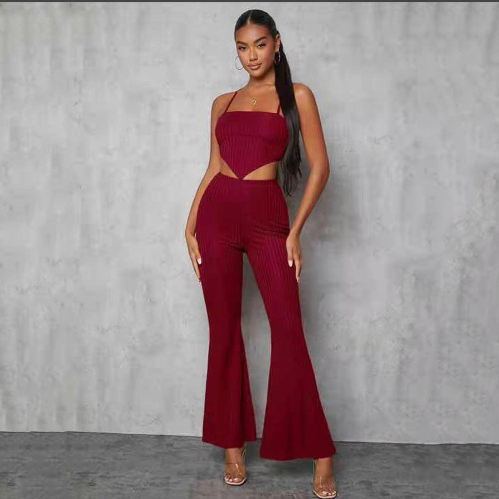 European And American Tube Top Suspenders Temperament Commuter Casual Backless Two-piece Set