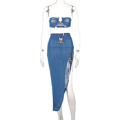 Women's New Tube Top Top Skirt Two Piece Set