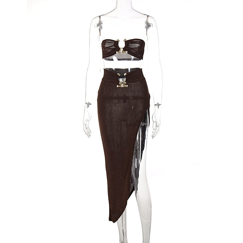 Women's New Tube Top Top Skirt Two Piece Set