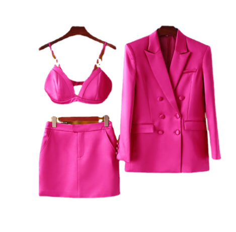 Premium French Suit Jacket Vest Short Skirt Three Piece Set