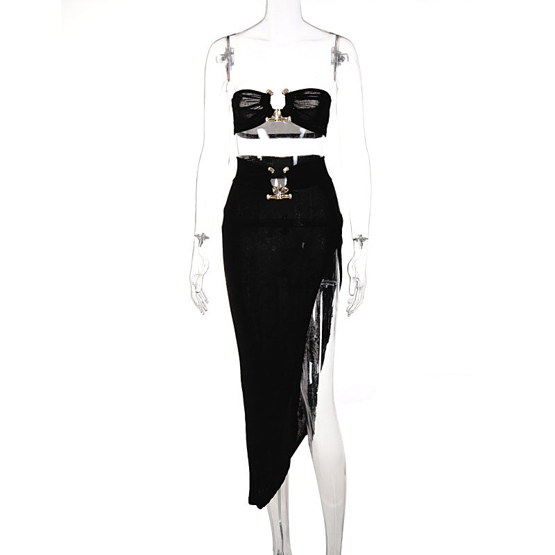 Women's New Tube Top Top Skirt Two Piece Set