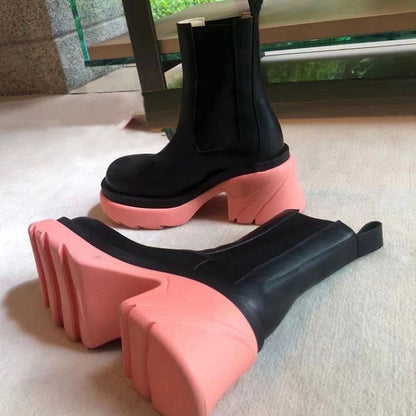 Color Bottom Tube Cowhide Martin Boots